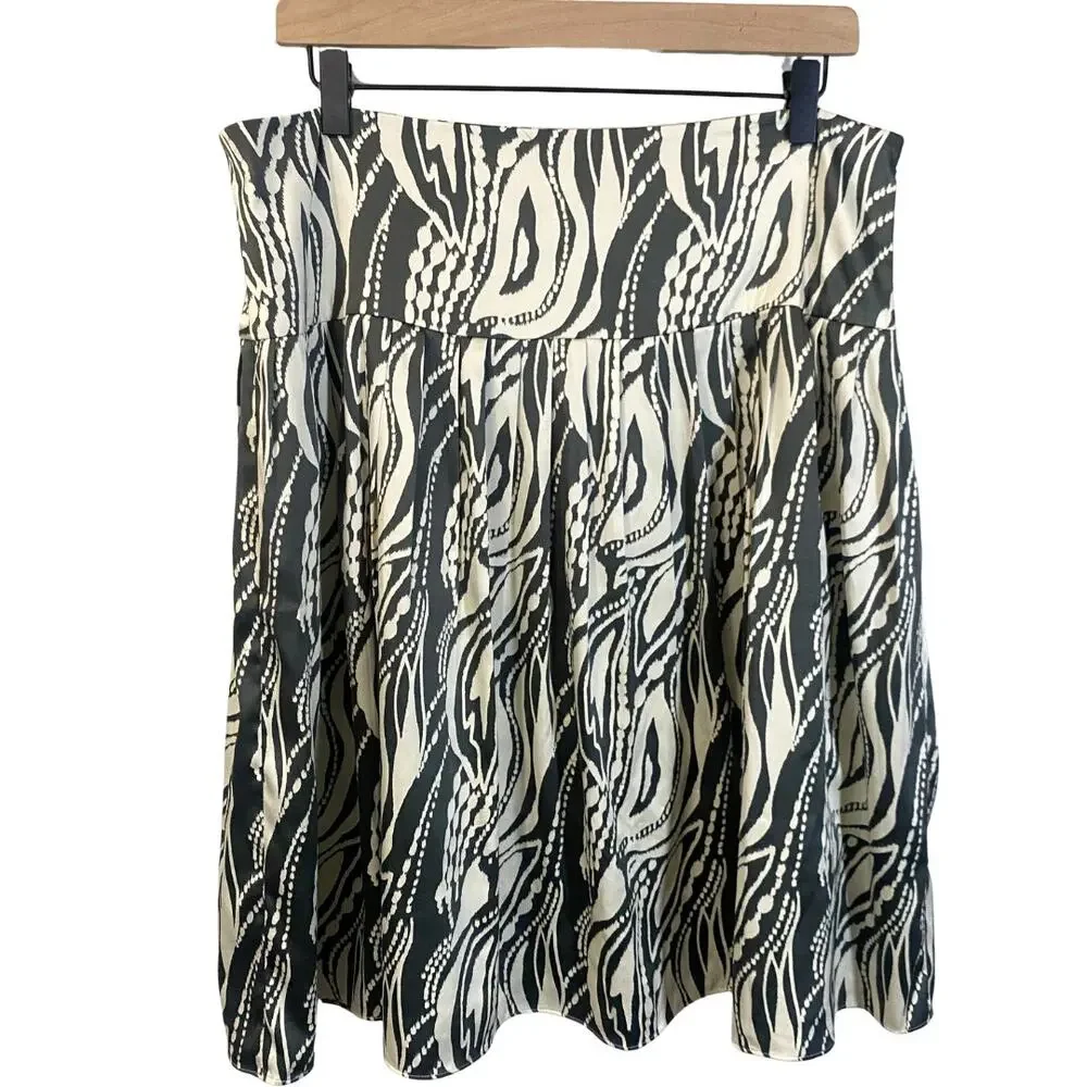Mackie & Co by Bob Mackie Art To Wear Lined Cream Satin A-Line Skirt Abstract 12